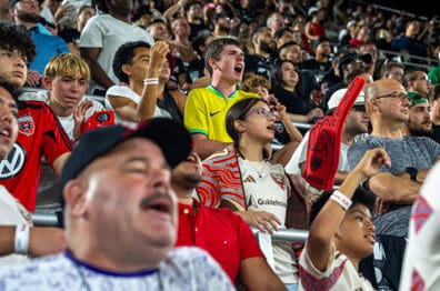 Fans at a D.C. United game at Audi Field