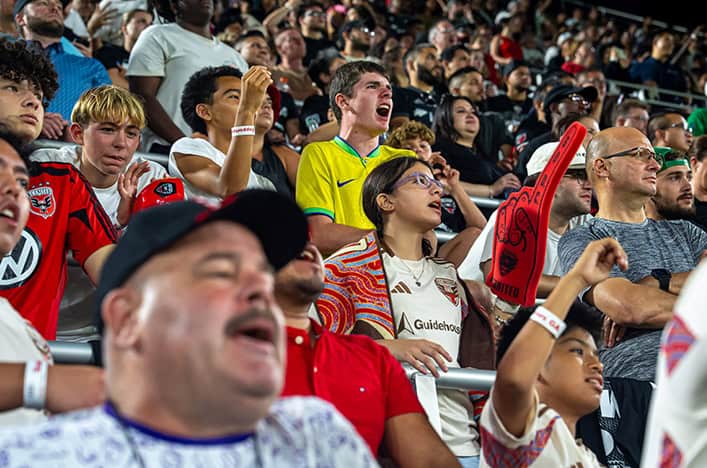 Fans at a D.C. United game at Audi Field
