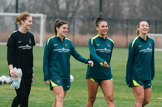 Washington Spirit in Lafayette Federal practice gear